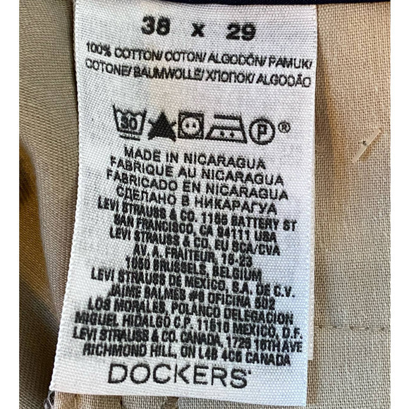 Dockers Khaki Tan‎ Pants D1 Slim Fit Slant Pockets Straight Leg 38x29 EUC - Picture 8 of 10